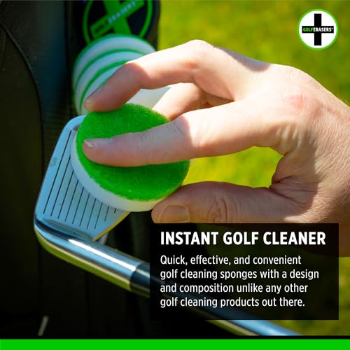 Instant Golf Eraser with Bag Tether, Premium Dual-Sided Sponge for Cleaning Clubs, Shoes & Golf Balls - Golf Club Cleaner, Golf Ball Cleaner, Golf Club Groove Cleaner, 6 Pack - color: 6 Pack + Tether