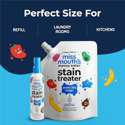 Miss Mouth's Messy Eater Stain Treater - 32oz Refill - Newborn & Baby Essentials - No Dry Cleaning Food, Grease, Coffee Off Laundry, Underwear, Fabric - style: Single (32oz)