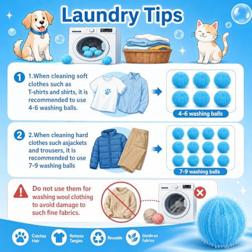 12PCS Pet Hair Remover for Laundry, Reusable Lint Catcher for Washing Machine, Efficient Debris, Hair Cleaner, Pet Hair Catcher for Clothes, Bedding, Washing Machine Hair Catcher(Blue)