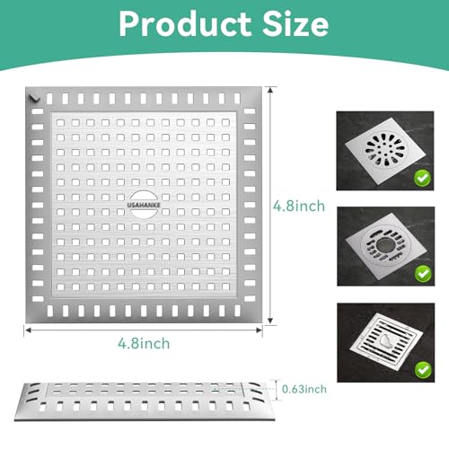 Drain Hair Catcher for Bathroom Sink,4.8" Stainless Steel and Silicone Shower Drain Covers Suitable for Drains and Bathroom Floors (1, Gray) - color: Gray