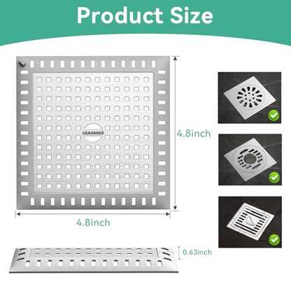 Drain Hair Catcher for Bathroom Sink,4.8" Stainless Steel and Silicone Shower Drain Covers Suitable for Drains and Bathroom Floors (1, Gray) - color: Gray