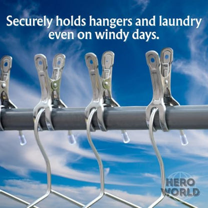 Stainless Steel Windproof Laundry Clips – Heavy-Duty Clothes Pins Rust-Resistant Twin-Prong Towel & Bath Towel Clips (20, 3.5") - size: 3.5"