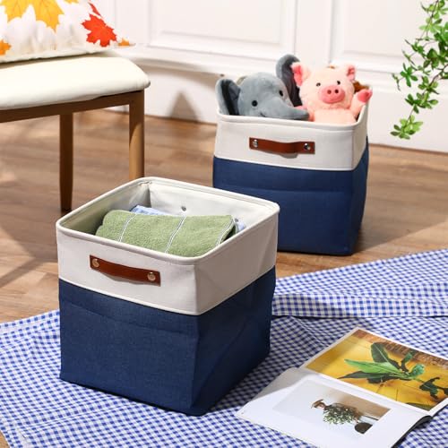 Uiifan 12 x 12 x 12 Inch 8 Pack Fabric Storage Baskets with Handles, Blue - color: Blue, size: 12 x 12 x 12 Inch