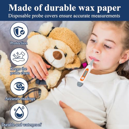 100 Pack Thermometer Probe Covers,Disposable Thermometer Sleeves,Universal