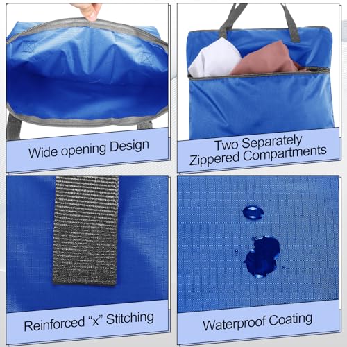Oudain 2 Pcs Travel Laundry Bags Waterproof Dirty Clothes Bag, Blue, Gray - color: Blue, Gray