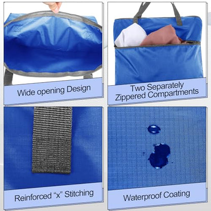 Oudain 2 Pcs Travel Laundry Bags Waterproof Dirty Clothes Bag, Blue, Gray - color: Blue, Gray