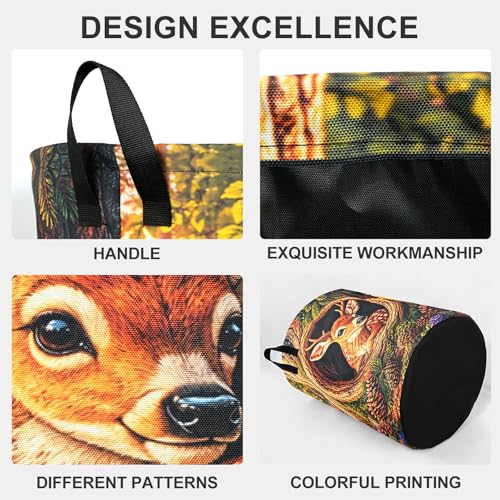 Deer Laundry Basket Foldable Oxford Laundry Hamper With Handle For Room Bathroom Bedroom - color: Deer