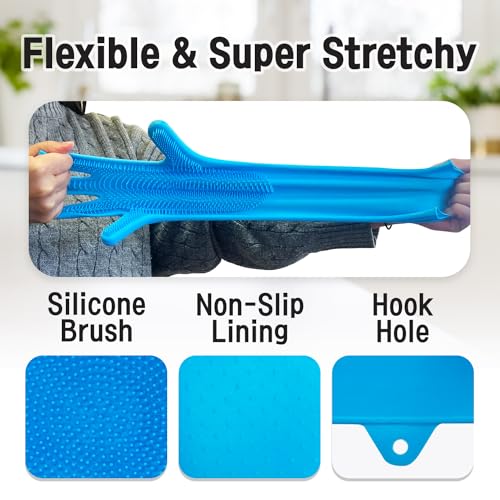 Silicone Magic Gloves : Ultimate Cleaning Gloves for Dishwashing, Kitchen, Pet, and Car - color: Blue