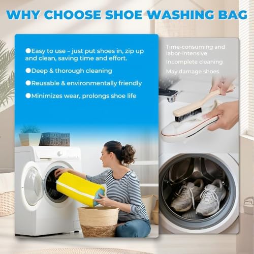Washing Machine Shoe Bag, Anti-Deformation Thick Mesh Laundry Bag with Zipper Lock, Anti-Tangle Shoe Protector for Sneakers Canvas Running Shoes, 1-Pack Yellow - color: Yellow