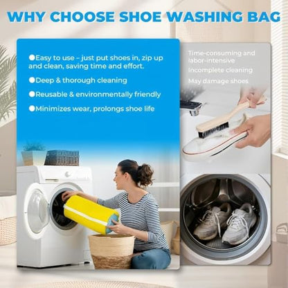 Washing Machine Shoe Bag, Anti-Deformation Thick Mesh Laundry Bag with Zipper Lock, Anti-Tangle Shoe Protector for Sneakers Canvas Running Shoes, 1-Pack Yellow - color: Yellow