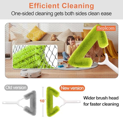 Window Mesh Screen Cleaner & Bathtub Tile Scrubber Brush with 28in Telescopic Handle, Soft Plastic Bristles
