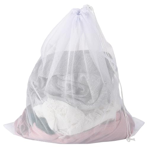 uxcell Mesh Laundry Bag, 19.7x23.6" Large Drawstring Net Laundry Bag Coarse Mesh for Washing Machine for College,Dorm, Travel, Family and Apartment Residents, White - color: White, size: 19.7x23.6"