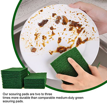 YoleShy 80 Pack Heavy Duty Scouring Pads Green Scrubbing Pads Scrub Pads - color: 80 Pcs