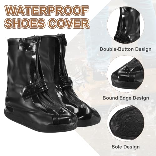 HARFINGTON Waterproof Shoes Cover XXL (US 8) Rain Galoshes w Double Buckle - color: Black, size: XXL (US 8)