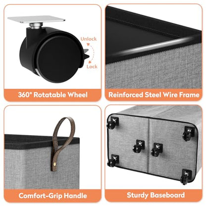 SpaceTrove Rolling Laundry Basket with Wheels, Laundry Hamper, 155L, Grey - color: Grey, size: 155L