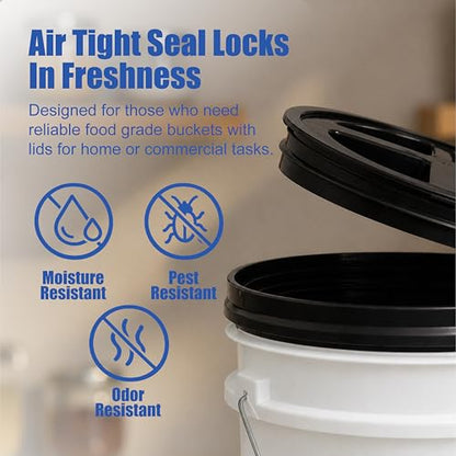 ePackageSupply 3.5 Gallon Bucket, Food-Grade w/Lid, BPA-Free, Black,3 Packs - color: Black, size: 3 Packs