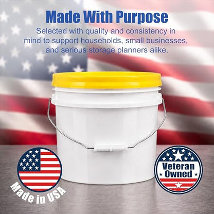 ePackageSupply 3.5 Gallon Bucket, Food-Grade w/Lid, BPA-Free, Yellow,3 Pack - color: Yellow, size: 3 Packs