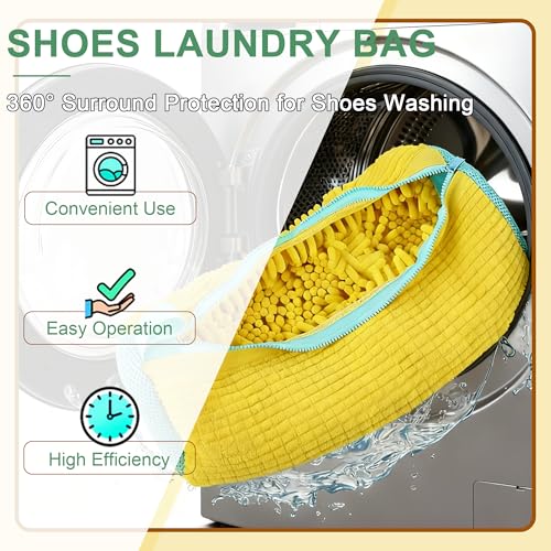 Shoe Washing Machine Bag Laundry Shoe Bags for Washer & Dryer Reusable Shoe Cleaning Bag for Sneaker Tennis Shoes - color: Yellow