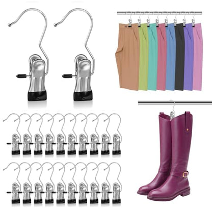 Kifmurase 200Pcs Boot Hangers Clips, Laundry Hooks, Clothes Pins, Closet Hanger Organizer Clamps, Socks Towel Clips, Heavy Duty Clothespins, Bulk Clothes Hangers for Closet Travel Pants Socks