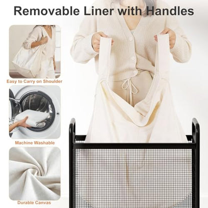 WOWLIVE Rolling Laundry Hamper 2 Section, 100L Laundry Basket with Wheels - size: 2-Section