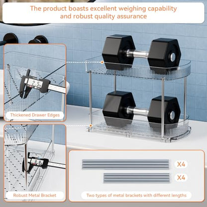 4 Pack Large Pull Out Bathroom Organizers and Storage,2 Tier 12.8″ Tall Sliding Kitchen Under Sink Organizer for Cleaning Products Storage,Acrylic Clear Bathroom inder Sink Organizer,Undersink Storage - style: 4 Pack-2 Tier