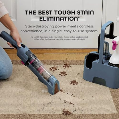 StainForce Cordless Portable Spot & Stain Remover, Deep Carpet Cleaner, Lightweight Handheld Fabric Washer for Pet Messes, Couch, and Car Seats