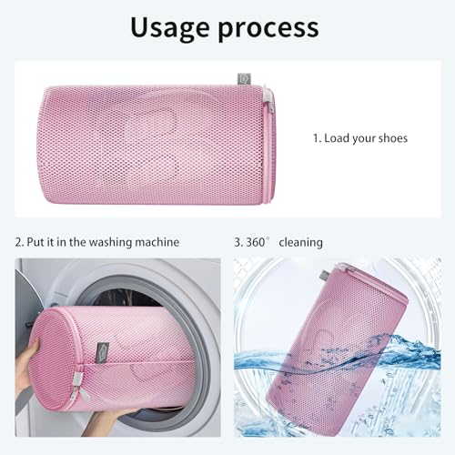 Shoe Washing Machine Bag, Large Laundry Bag for Sneaker, Pink, 8x15", 2Pcs - color: Pink, size: 2XL(8x8x15")