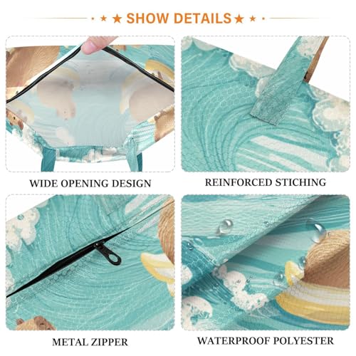 Travel Laundry Bags 2 PC Wet Dry Bag with Handle Dirty Clothes Organizer for Swimsuits Beach Camping Waterproof Washable Blue Capybaras on Duck Floats - color: Blue Capybaras on Duck Floats
