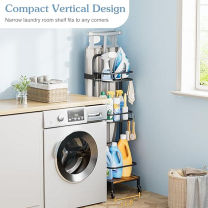 Ironing Board Hanger,Iron and Ironing Board Holder No Wall Mount,Laundry Room Organization and Storage Cart with Iron Stand,Narrow Laundry Shelves Organizer Cabinet,Laundry Room Essentials Accessories
