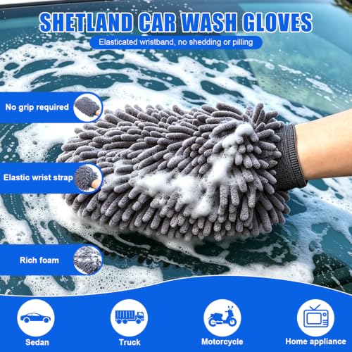 6-Pack Car Cleaning Kit – Microfiber Cloth, Mitt & Sponge Set - color: 6 Pack