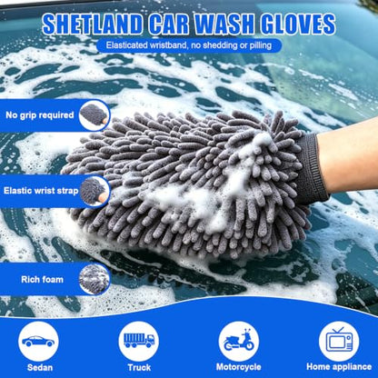 6-Pack Car Cleaning Kit – Microfiber Cloth, Mitt & Sponge Set - color: 6 Pack