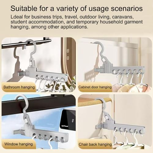 Folding Clothes Hanger Drying Rack,Travel Essentials for Laundry,Portable and Collapsible with Hook,Essentials for Cruise,Vacation,Camping,RV,Road Trip,Hotel,Business Travel, Student Apartment (Grey) - color: Gray