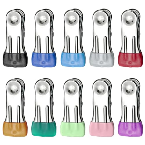 Clothes Pins Heavy Duty 100 Pack 10 Colors 2.17 Inch Stainless Steel Colored Laundry Clips Windproof Metal Clothespins for Hanging Laundry, Photo, Socks, Food Bags