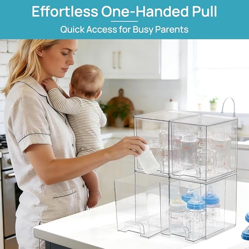 Vtopmart Clear Stackable Storage Drawers, 4 Pack Tall Plastic Organizers - style: 4pack High