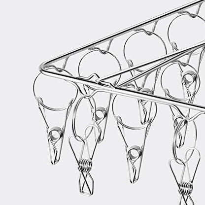 Tosnail 2 Pack Stainless Steel Clip and Drip Hangers Clothes Drying Rack Laundry Accessories - Total 66 Clips
