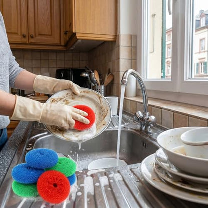 Blulu 15 Pcs Plastic Dish Scrubbers, Nylon Mesh Pads, Primary Colors - color: Primary Colors