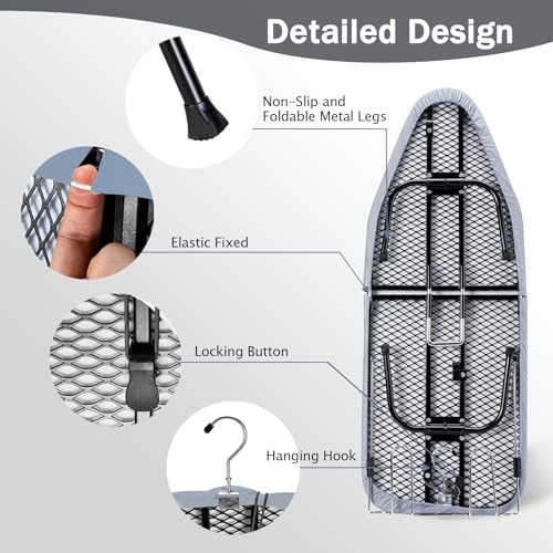 SheeChung Small Ironing Board with Rest,Mini Foldable Iron Board,32" Lx12 W - style: Grey Blue with rest-32"L x 12"W