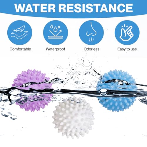 Reusable Dryer Balls Anti Static, 6 PCS Laundry Agitator Balls for Laundry, Blue Purple White Non-Toxic Washing Balls Tangle Free for Washer, Softens Fabrics, Prevents Tangles, Enhances Cleaning - size: 2.5in