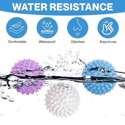 Reusable Dryer Balls Anti Static, 6 PCS Laundry Agitator Balls for Laundry, Blue Purple White Non-Toxic Washing Balls Tangle Free for Washer, Softens Fabrics, Prevents Tangles, Enhances Cleaning - size: 2.5in