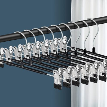 60 Pack 12 Inch Heavy Duty Pants Skirt Hangers with Clips,Black - color: Black 60pack, size: 12Inch