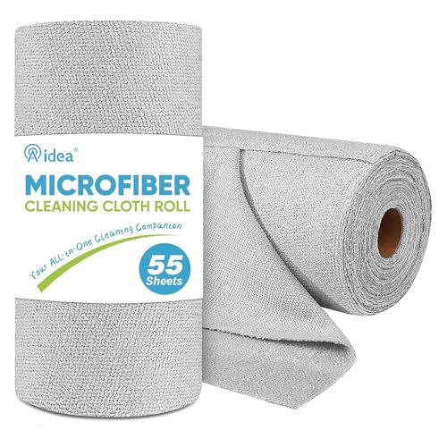AIDEA Microfiber Cleaning Cloth Roll-55 Sheets, Microfiber Towels 11×9" - color: Grey, size: 55 Count (Pack of 1)