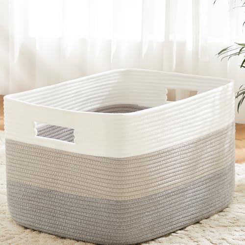 Artfeel Blanket Basket,Rectangle Woven Baskets for Storage,100L Laundry Basket for Decorative Nursery Blanket,Toys,Dirty Clothes and Magazine in Shelves,Baby Room,and Living Room - color: Gray, size: 100L