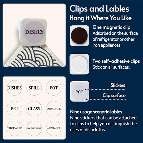Eulnars Swedish Dishcloths for Kitchen, 8 Pack Japanese Pattern Reusable Paper Towels with Clips, Non-Scratch Swedish Dish Towels, Super Absorbent Cellulose Dish Cloths, No Odor - color: Japanese