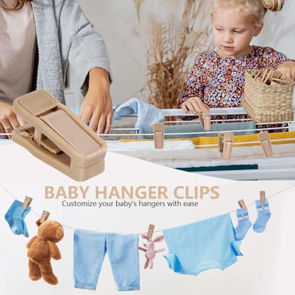 KISEER 80 Pcs Plastic Baby Hanger Clips Slim-line Finger Clips Set for Clothes Hanger Velvet Hanger (Skin) - color: Skin, size: 80 Pcs