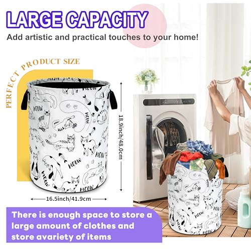 Cute Cat Meow Pet Laundry Basket Foldable Oxford Cloth Hamper 18.9x 16.5 In - color: Cute Cat