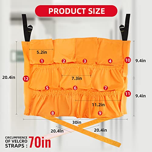 Trash Can Caddy Bag 12 Pocket Garbage Can Organizer, Yellow Commercial Cleaning Caddy Fits 32-55 Gallon Bins | Perfect for Janitorial Duties & Maid Services