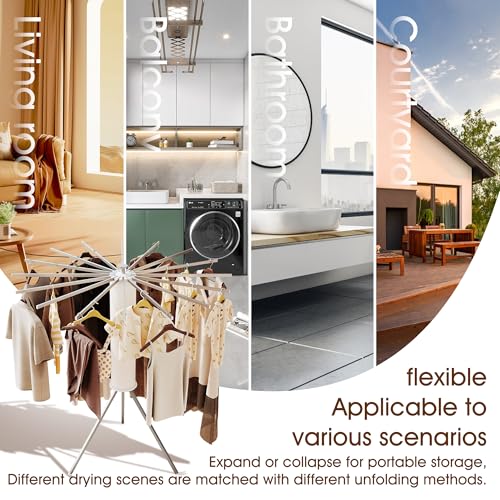 BOQORAD Tripod Clothes Drying Rack,Drying Rack Clothing Foldable,(16 Aluminium Poles),Standing Dry Racks,Laundry Drying Rack,Clothes Hanger Rack,Laundry Rack Folding,Collapsible,Retractable - style: 16 Aluminium Poles