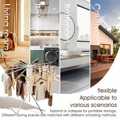 BOQORAD Tripod Clothes Drying Rack,Drying Rack Clothing Foldable,(16 Aluminium Poles),Standing Dry Racks,Laundry Drying Rack,Clothes Hanger Rack,Laundry Rack Folding,Collapsible,Retractable - style: 16 Aluminium Poles