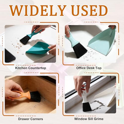 uxcell 2 Pcs Mini Dustpan and Brush Set, Small Broom and Dustpan Set for Office Tabletops Sofas Keyboards Home Cleaning Tool, Blue Green - color: Blue Green