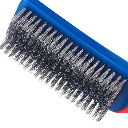 Wire Brushes 2 Pcs Steel Brushes Heavy Duty Carbon Steel and Stainless Steel Wire Scratch Brush with Rubber Ergonomic Handle (16x3.5cm)